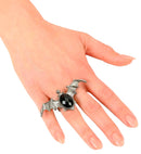 Gothic Bat Ring With Black Gem