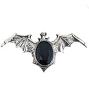 Gothic Bat Ring With Black Gem