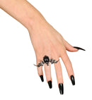 Gothic Bat Ring With Black Gem
