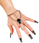 Gothic Wrist Chain With Black Gemmedallion