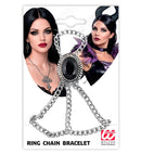 Gothic Wrist Chain With Black Gemmedallion