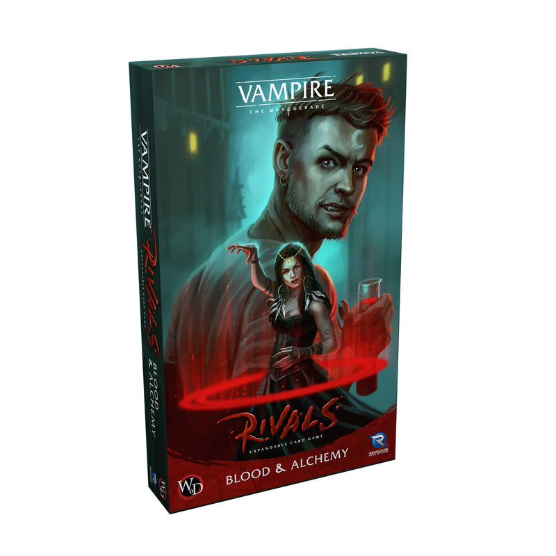 Renegade Game Studios Vampire: The Masquerade Rivals Expandable Card Game Blood and Alchemy, Designed for 2-4 players, ages 14+ to play in 30-70 min per game.