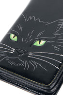 Black Lucky Cat Purse Embossed Eye Tail Wallet Large 18.5cm 6