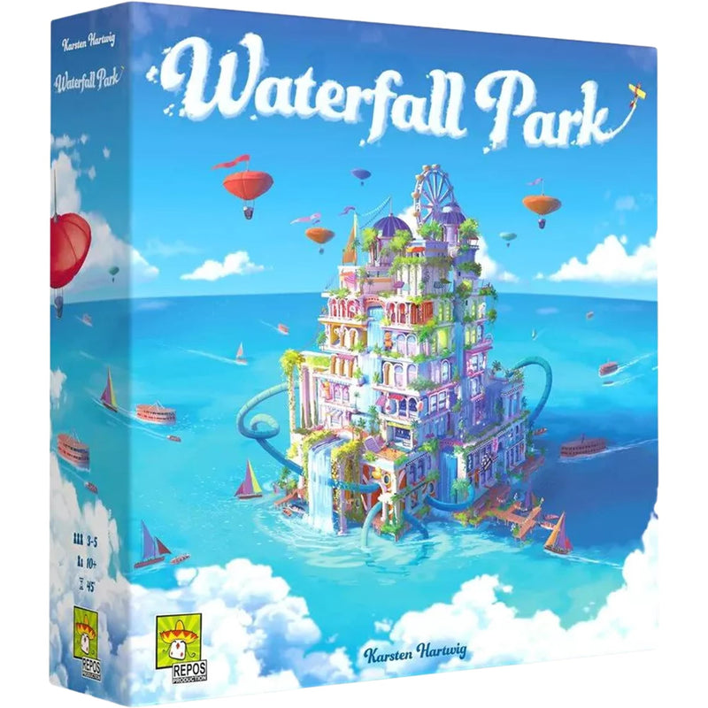 Waterfall Park Board Game - Build The Ultimate Amusement Park! Strategy Game, Fun Family Game for Kids and Adults, Ages 10+, 3-5 Players, 45 Minute Playtime, Made by Repos Production