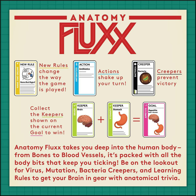 Looney Labs Anatomy Fluxx Card Game - Varied Gameplay and Doctor-Approved Learning