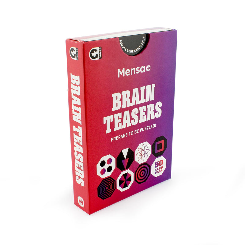 Ginger Fox Official Mensa Brainteasers Challenge Card Game - Prepare To Be Puzzled - Includes 50 Double-Sided Cards