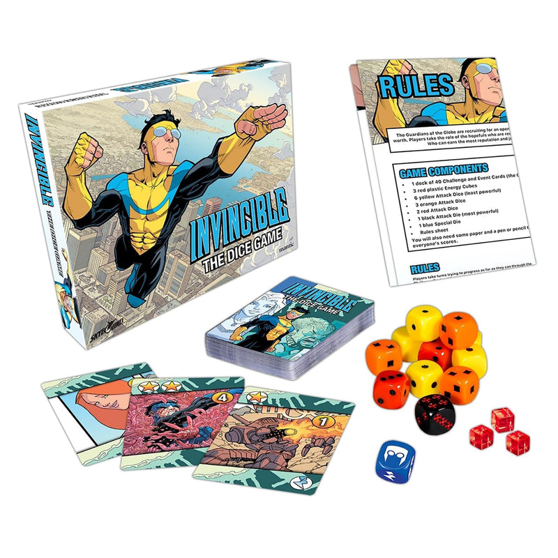 Mantic Games: Invincible: The Dice Game - Fast Paced Push Your Luck Dice Rolling Game, Comic Book Card & Dice Battle Game, Ages 10+, 2+ Players