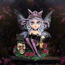 Midnight Fae Gothic Fairy with Cat Figurine 14cm Resin Statue 2