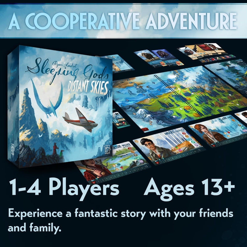 Sleeping Gods Distant Skies by Red Raven Games – Explore All New Realms, Encounter Mythical Beings – Cooperative Board Game, 1-4 Players, Ages 13+