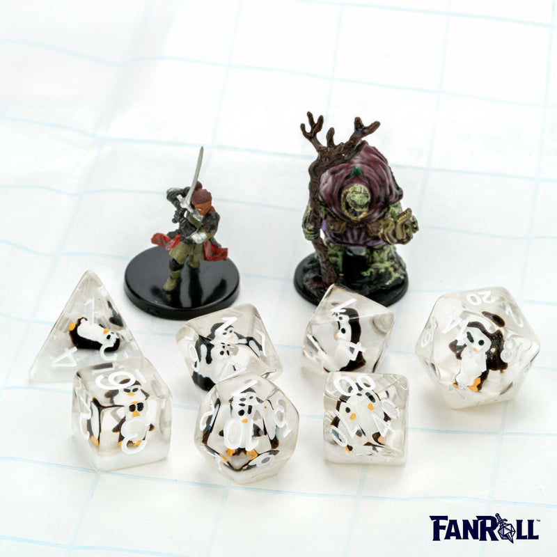 FanRoll by Metallic Dice Games 16mm Resin Poly DND Dice Set: Penguin Dice, Role Playing Game Dice for Dungeons and Dragons