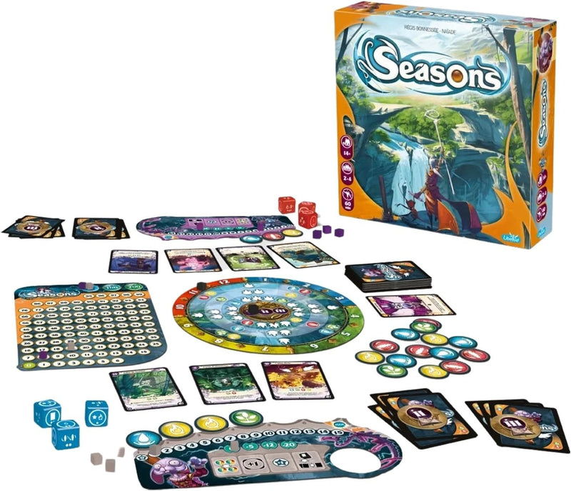 Seasons Board Game - Tactical Card and Dice Game for Wizards, Engaging Strategy Gameplay, Fun Family Game for Kids and Adults, 2-4 Players, Ages 14+, 60 Min Playtime, Made by Libellud