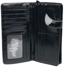 Black Lucky Cat Purse Embossed Eye Tail Wallet Large 18.5cm 5