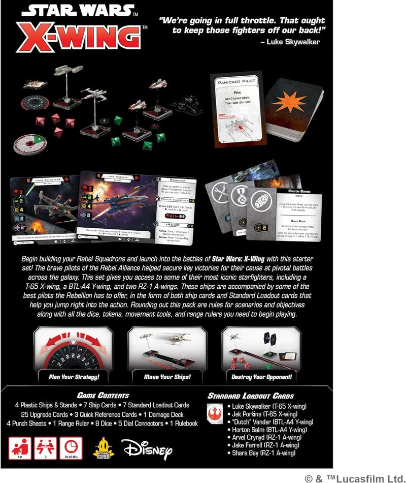 Star Wars X-Wing 2nd Edition Miniatures Game Rebel Alliance SQUADRON STARTER PACK - Strategy Game for Adults and Kids, Ages 14+, 2 Players, 45 Minute Playtime, Made by Atomic Mass Games