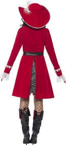 Lady Captain Authentic Deluxe Adult Red Pirate Costume Dress Jacket Neck Tie Boot Covers