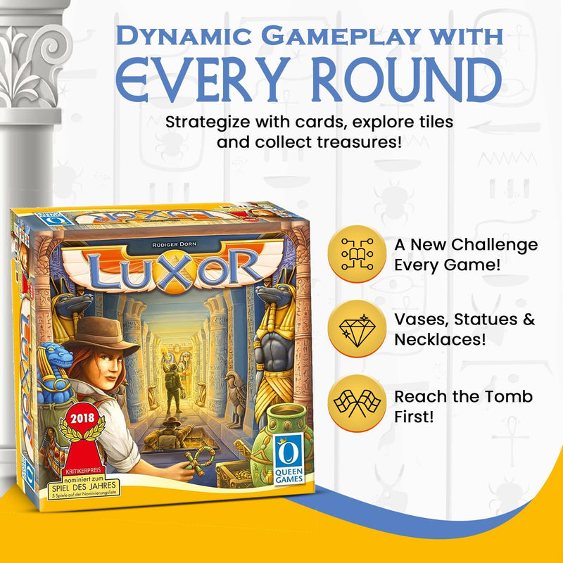 Queen Games Luxor Strategy Board Game for Families, Adults, Kids Ages 8+, 2-4 Players