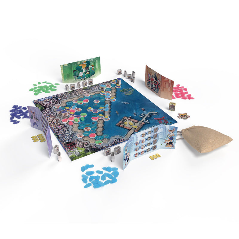 Nyakuza Board Game - Build Your Clan's Seafood Stall and Race to The Grand Market! Fun Competitive Strategy Game for Kids & Adults, Ages 10+, 2-4 Players, 45 Minute Playtime, Made by CMON