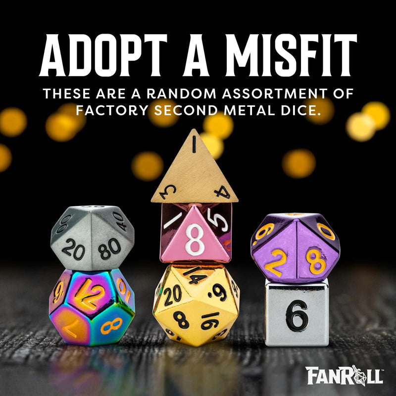 FanRoll by Metallic Dice Games Misfit Metals, Bag of DND Dice, Role Playing Game Dice Accessories for Dungeons and Dragons