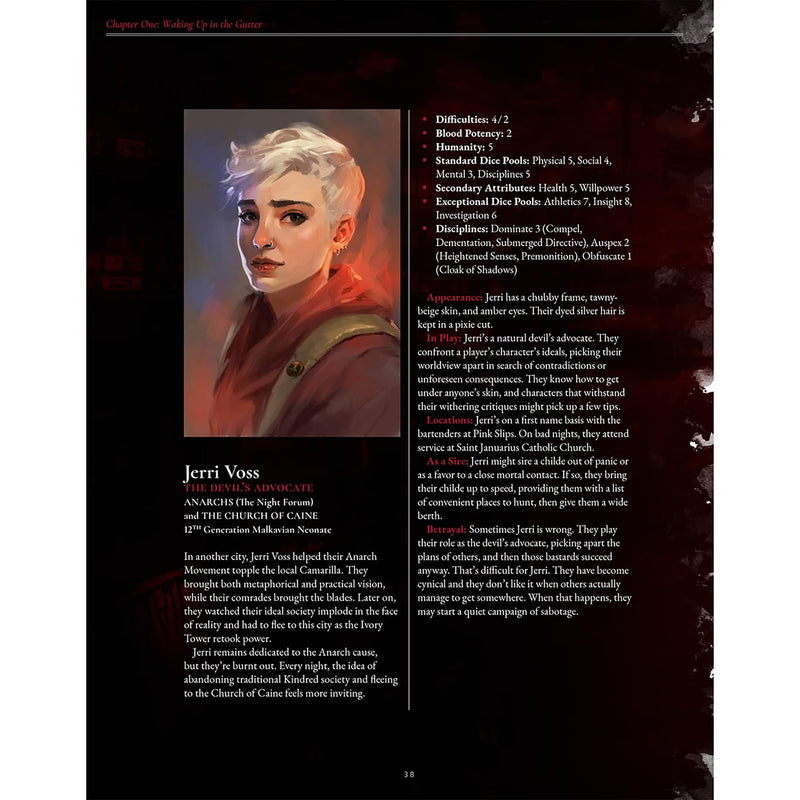 Renegade Game Studios: Vampire The Masquerade 5th Edition RPG: The Crimson Gutter - Chronicle Book, Hardcover RPG Book, 5d Roleplaying Game, Ages 18+