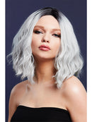 Fever Cara Wig Two Toned Blend Ice Silver Wavy Long Bob Centre Parting 33cm 1