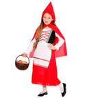 Red Capelet  Dress With Underskirt, Apron, Hooded Capelet 