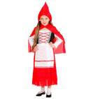 Red Capelet  Dress With Underskirt, Apron, Hooded Capelet 