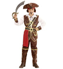 Caribbean Pirate Captain  Shirt With Vest, Pants With Boot Covers, Belt, Sash, Hat 