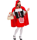 Red Capelet  Shirt With Corset, Skirt With Apron, Hooded Capelet 