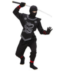 Black Ninja  Coat With Ties, Pants With Ties, Chest Armour, Mask 