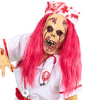 Zombie Nurse Half Face Mask With Wig & Headpiece