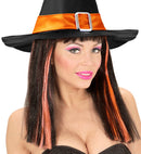 Neon Orange Streaked Black Patsy Wig In Polybag