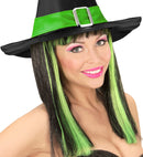 Neon Green Streaked Black Patsy Wig In Polybag