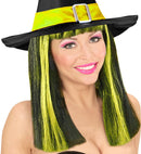 Neon Yellow Streaked Black Patsy Wig In Polybag