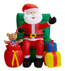 Light-Up Airblown Inflatable Santa Claus Seated On Sofa With Presents Animated Head & Music  122 Cm