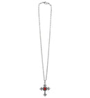 Gothic Cross Necklace With Red Gem