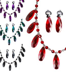 Gothic Necklace & Earrings Set 4Colors Ass.  6 Red, 2 Black, 2 Purple, 2 Green 
