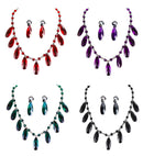Gothic Necklace & Earrings Set 4Colors Ass.  6 Red, 2 Black, 2 Purple, 2 Green 