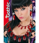 Gothic Necklace & Earrings Set 4Colors Ass.  6 Red, 2 Black, 2 Purple, 2 Green 
