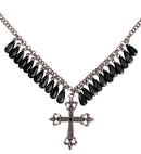 Black Gothic Cross Necklace With Drops Of Jupiter