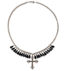 Black Gothic Cross Necklace With Drops Of Jupiter