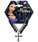 Black Gothic Cross Necklace With Drops Of Jupiter