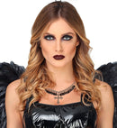 Black Gothic Cross Necklace With Drops Of Jupiter