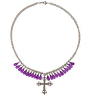 Purple Gothic Cross Necklace With Drops Of Jupiter