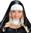 Wooden Rosary & Cross Earrings Set