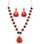Ladybug Necklace & Earrings Set