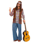 Psychedelic Hippie Man  Shirt With Vest, Pants, Headband, Necklace 