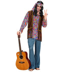 Psychedelic Hippie Man  Shirt With Vest, Pants, Headband, Necklace 