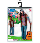 Psychedelic Hippie Man  Shirt With Vest, Pants, Headband, Necklace 