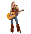 Psychedelic Hippie Woman  Shirt With Vest, Pants, Headband, Necklace 