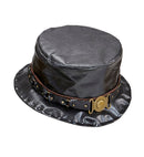 Leather Look Top Hat With Decorated Band 11 Cm