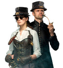 Leather Look Top Hat With Decorated Band 11 Cm